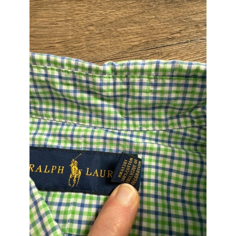 EUC Mens Ralph Lauren green blue plaid long sleeve button up 100% cotton size S - Picture 4 of 8